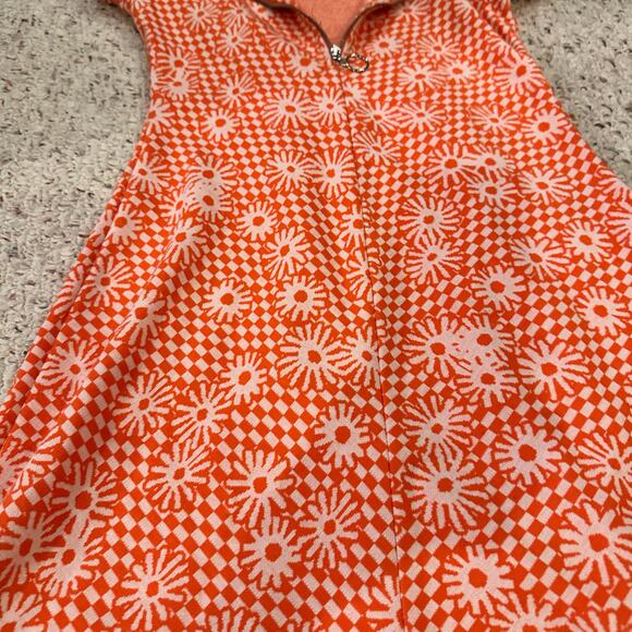 Urban Outfitters Womens XS Orange Daisy Floral Collared Mini Dress Retro 70s - Picture 6 of 8